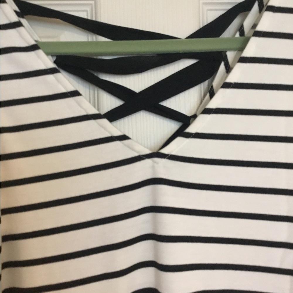 NWOT A.Byer White & Black Horizontal A Line Dress